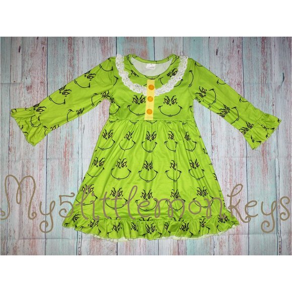 Dr Seuss Grinch Stole Christmas Girls Nightgown - Picture 1 of 2